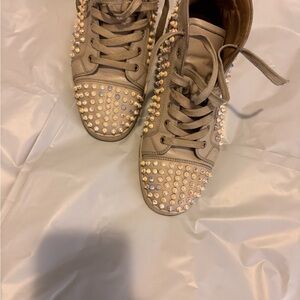 Christian Louboutin Beige Studded Sneakers